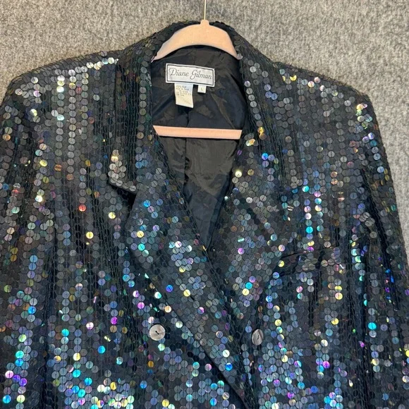 Diane Gilman 100%‎ silk sequins jacket L NWT - Picture 2 of 16